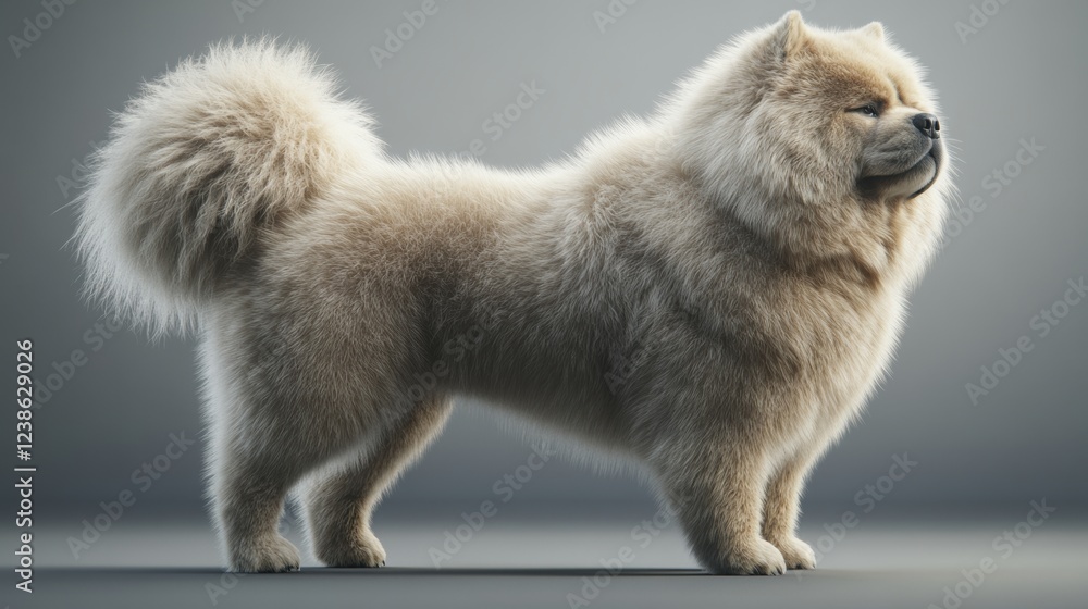 Obraz premium Regal Profile of a 3D Chow Chow with Thick Double Coat in Topaz