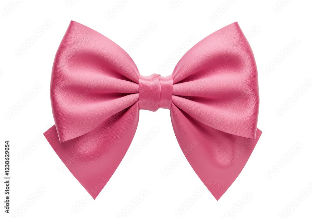 Large pink satin bow tied in a neat knot isolated on white background Large pink satin bow tied in a neat knot isolated on white background