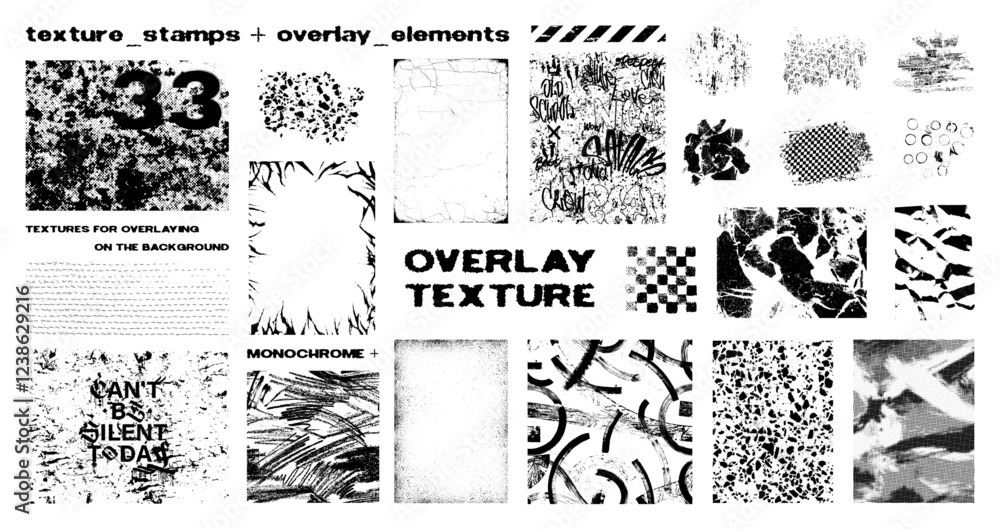 Textures for overlay - concrete, graffiti wall, grunge frame, brush strokes, scuffs, old texture and others. Overlay effects for adding vintage. Vector stamps - background frames. Grunge graphic box Textures for overlay - concrete, graffiti wall, grunge frame, brush strokes, scuffs, old texture and others. Overlay effects for adding vintage. Vector stamps - background frames. Grunge graphic box