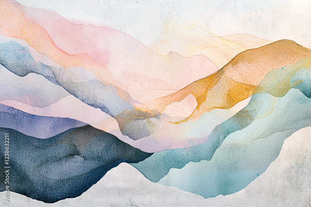 Naklejka premium watercolor inspired abstract background featuring soft pastel colors and flowing shapes, evoking sense of calm and tranquility