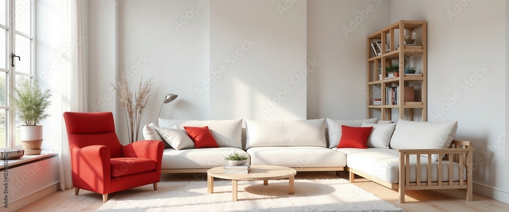 custom made wallpaper toronto digitalModern Minimalist Living Room with White Sofa, Cozy Interior Design, Contemporary Home Decor, Elegant and Stylish Space, Comfortable Furniture Arrangement, Warm Lighting, Aesthetic Home Ambience, Func