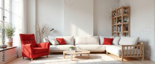 Wallpaper Mural Modern Minimalist Living Room with White Sofa, Cozy Interior Design, Contemporary Home Decor, Elegant and Stylish Space, Comfortable Furniture Arrangement, Warm Lighting, Aesthetic Home Ambience, Func Torontodigital.ca