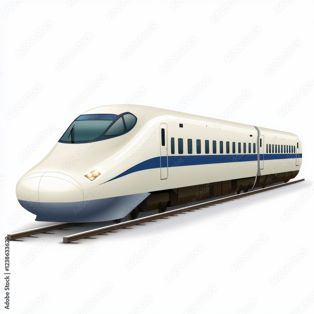 Naklejka premium High-speed bullet train with a streamlined design, isolated on white background