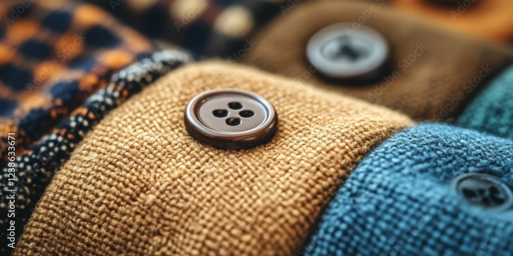Close-up Knitwear Textures Brown Button Detail Generated AI Close-up Knitwear Textures Brown Button Detail Generated AI