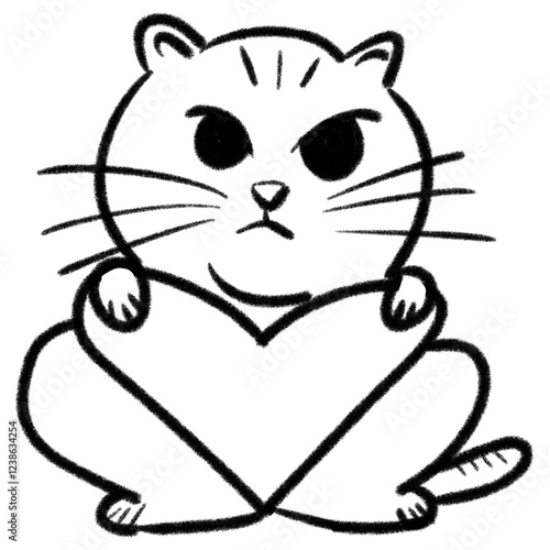 cute cat with heart outline