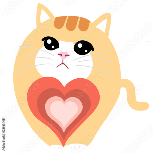 cute cat cartoon with heart