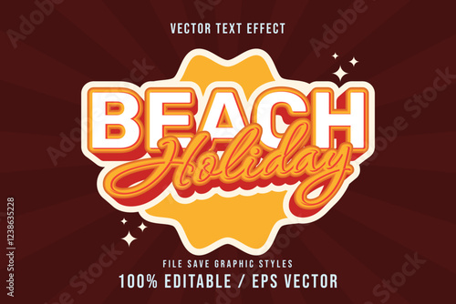 beach holiday text effect template editable vector