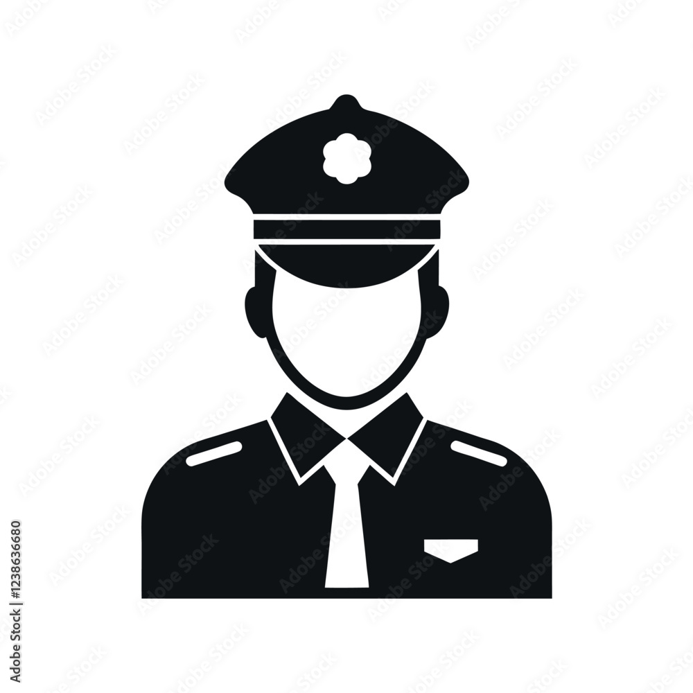 Silhouette of a uniformed police officer Silhouette of a uniformed police officer
