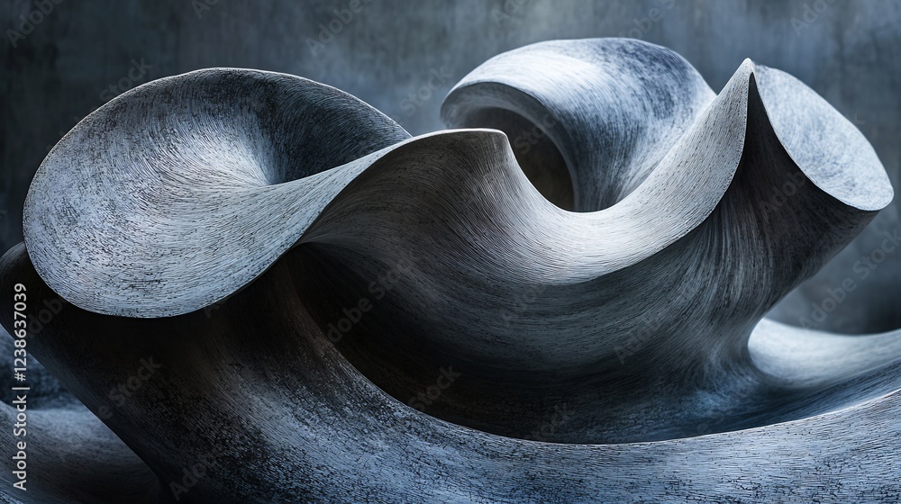 Abstract swirling stone sculpture dramatic moody lighting. AI Generated Abstract swirling stone sculpture dramatic moody lighting. AI Generated