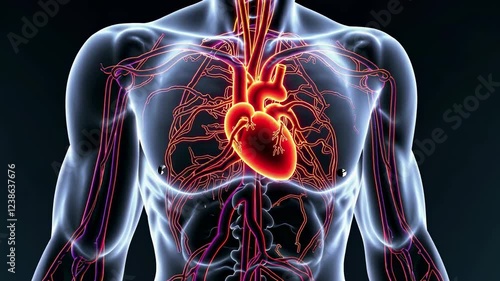 Detailed look at human cardiovascular system and anatomy for educational purposes