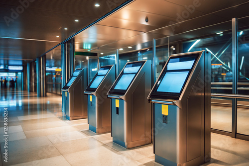 3D Illustration of Entry/Exit System (EES). Automated passport control system at European border. 