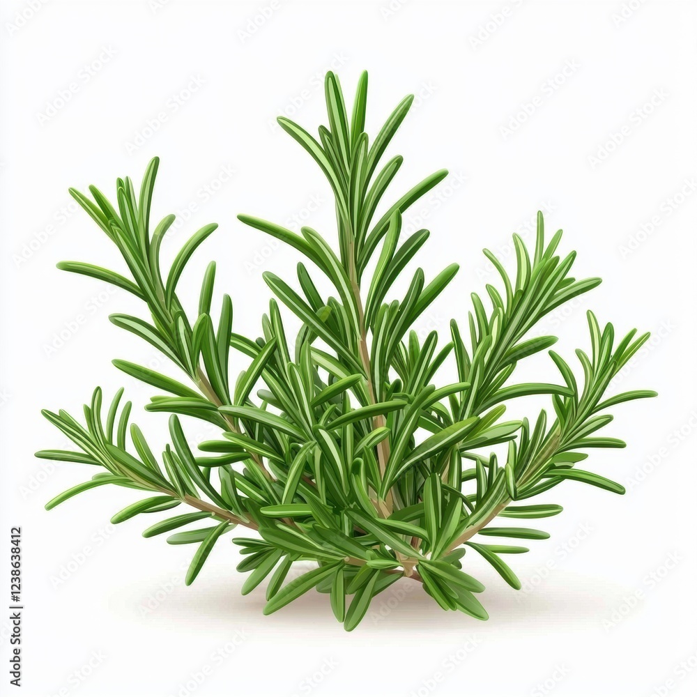 Fototapeta premium Fresh rosemary sprigs with a burst of herbal essence, isolated on white background