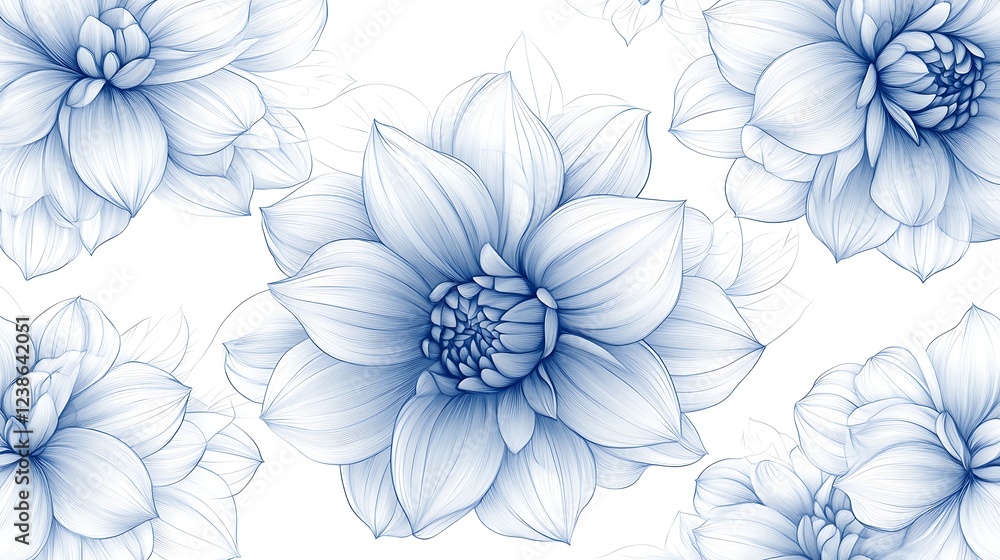 Elegant Blue and White Lotus Floral Pattern Elegant Blue and White Lotus Floral Pattern
