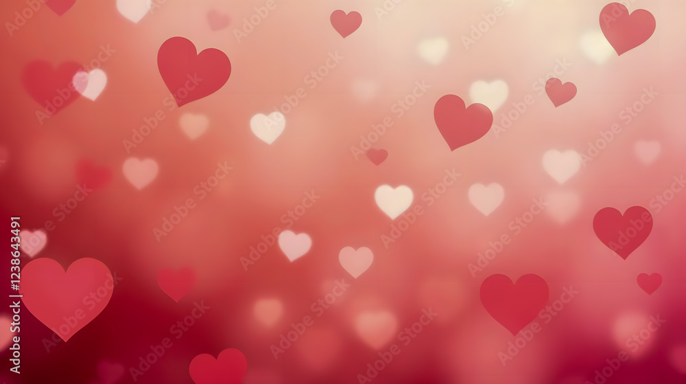 Romantic and Whimsical Background with Soft Hearts Floating on a Blurred Pink and Red Atmosphere for Valentine's Day Celebration Romantic and Whimsical Background with Soft Hearts Floating on a Blurred Pink and Red Atmosphere for Valentine's Day Celebration