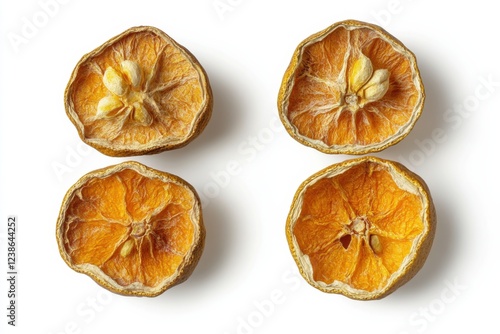 Dried Persian limes with holes, isolated on white background, culinary ingredient photo