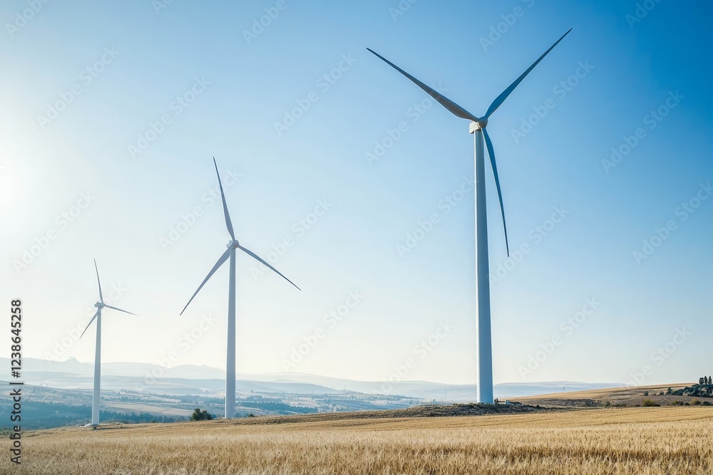 White wind mills for grinding wheat. White wind mills for grinding wheat.