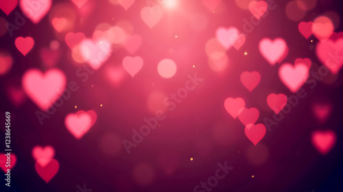 Wallpaper Mural Romantic background with floating hearts and glowing bokeh effects, perfect for love-themed designs and Valentine's Day celebrations Torontodigital.ca