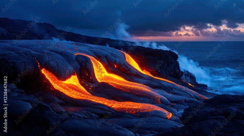 Fototapeta premium Aerial views of deep-sea volcanic pillow lavas and geological wonders in high definition