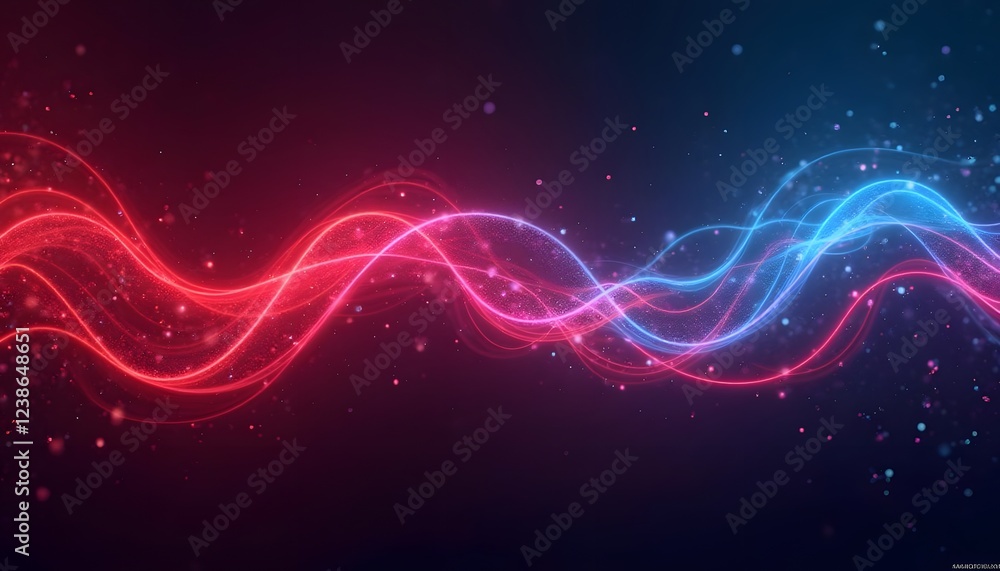 Fototapeta premium Abstract Glowing Waves of Red and Blue Energy