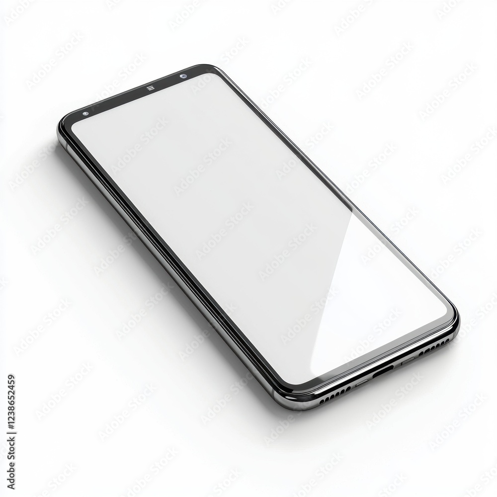 Modern smartphone with a blank customizable screen, isolated on white background Modern smartphone with a blank customizable screen, isolated on white background