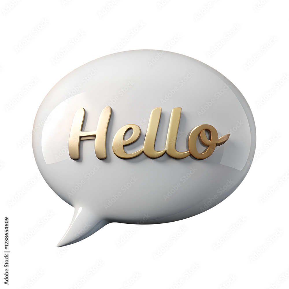 3d silver white chat bubble with Hello text. Plastic style icon illustration. Dialogue symbol Background isolated. 3d silver white chat bubble with Hello text. Plastic style icon illustration. Dialogue symbol Background isolated.