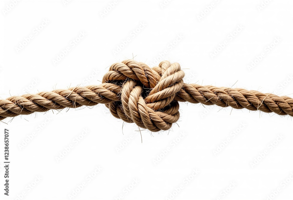 Detailed image of a tight rope knot, highlighting strength and tension, with a pure white background emphasizing its form and the concept of steadfastness.
Detailed image of a tight rope knot, highlighting strength and tension, with a pure white background emphasizing its form and the concept of steadfastness.