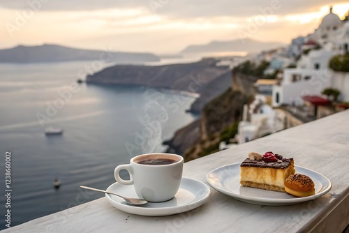 Coffee and Dessert with Stunning Santorini View
