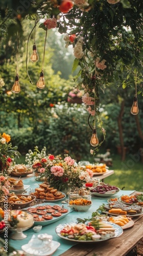 Wallpaper Mural Garden Party Buffet With Floral Decorations And Lights Torontodigital.ca