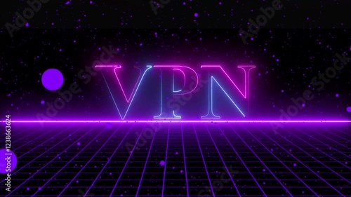 neon text VPN  Enhance Your Online Privacy, Security, and Freedom in the Digital Age on grid back ground. photo