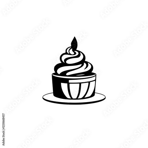 A delightful cupcake with a single candle, a perfect birthday treat. This image is ideal for bakery websites, blogs, or social media. It evokes feelings of celebration and joy.