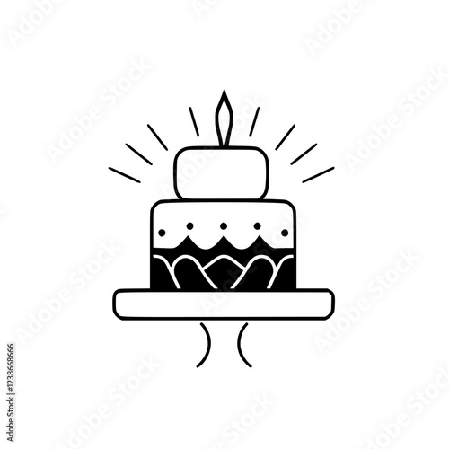 A delightful birthday cake with a single candle, a symbol of celebration and joy. Perfect for adding a touch of sweetness to your designs.