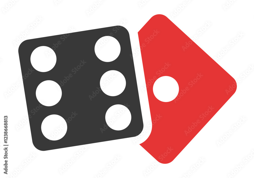Red and black dice with white dots. Vector set isolated on white background. Red and black dice with white dots. Vector set isolated on white background.