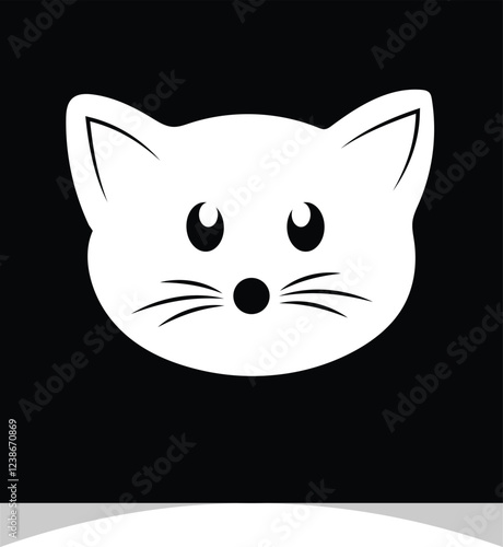 White and black cats had vector silhouette images