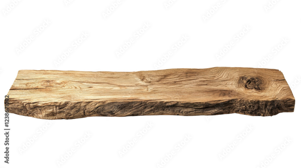 Fototapeta premium Rustic wooden plank showing natural grain and texture on transparent background