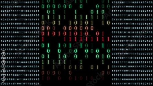 Binary code running on a computer display