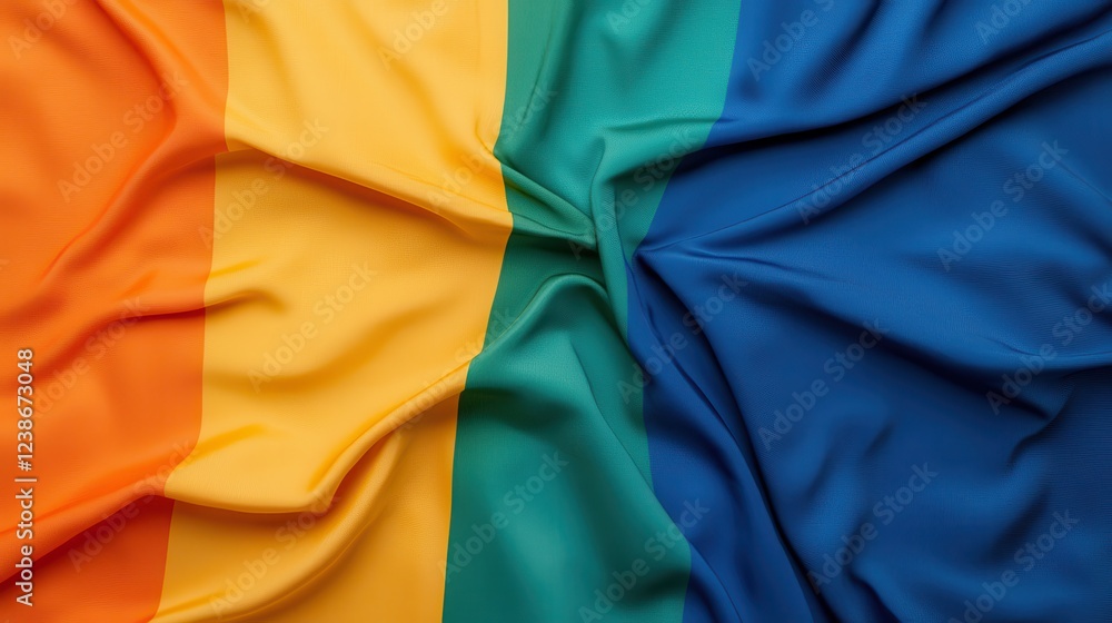 Close up of multi-colored rainbow fabric displaying vibrant hues and textures in detailed view Close up of multi-colored rainbow fabric displaying vibrant hues and textures in detailed view