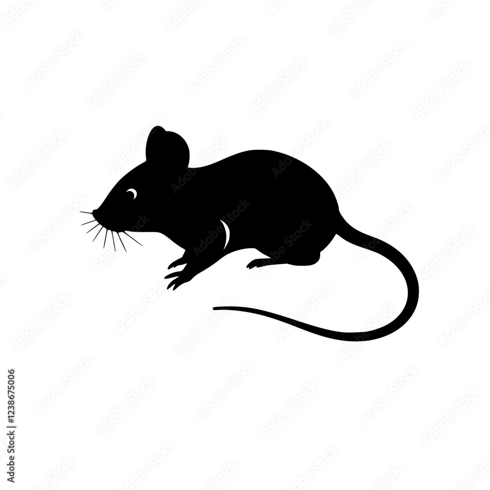 Obraz premium Elegant Black Mouse Silhouette: A Vector Graphic Design