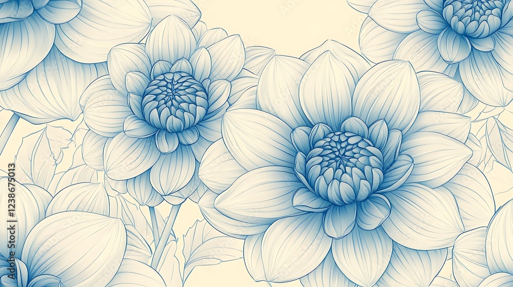 Elegant Blue and White Lotus Floral Pattern Elegant Blue and White Lotus Floral Pattern