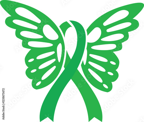 cerebral palsy awareness ribbon with Butterfly Wings 