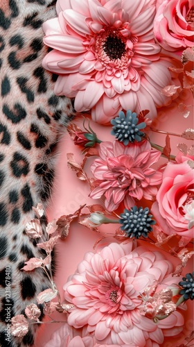 leopard print pink with flowers.