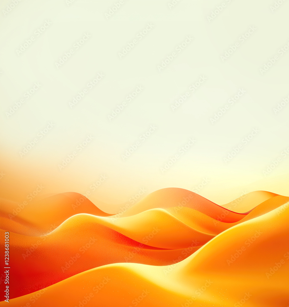 Abstract Orange and Yellow Landscape With Smooth Flowing Shapes Abstract Orange and Yellow Landscape With Smooth Flowing Shapes