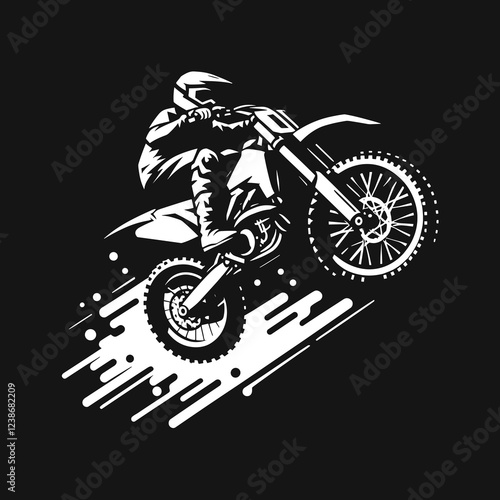 extreme sports dirt bike motorcycle jump on a black background, biker on sports bike vector illustration 