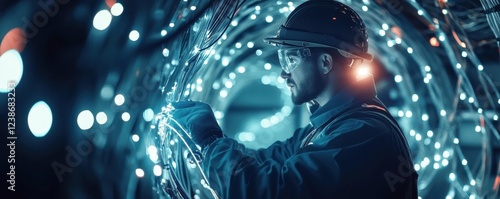 Technician Inspecting Fiber...