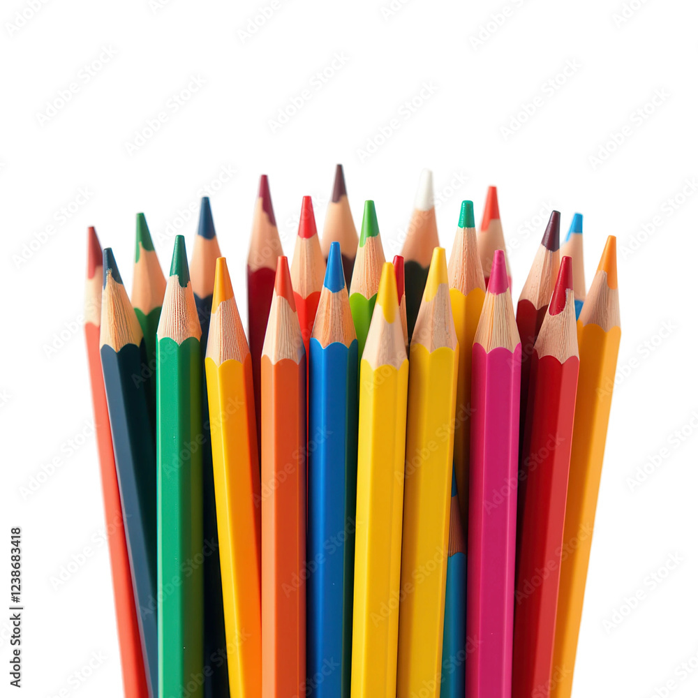 Set of colored pencils on transparent background Set of colored pencils on transparent background