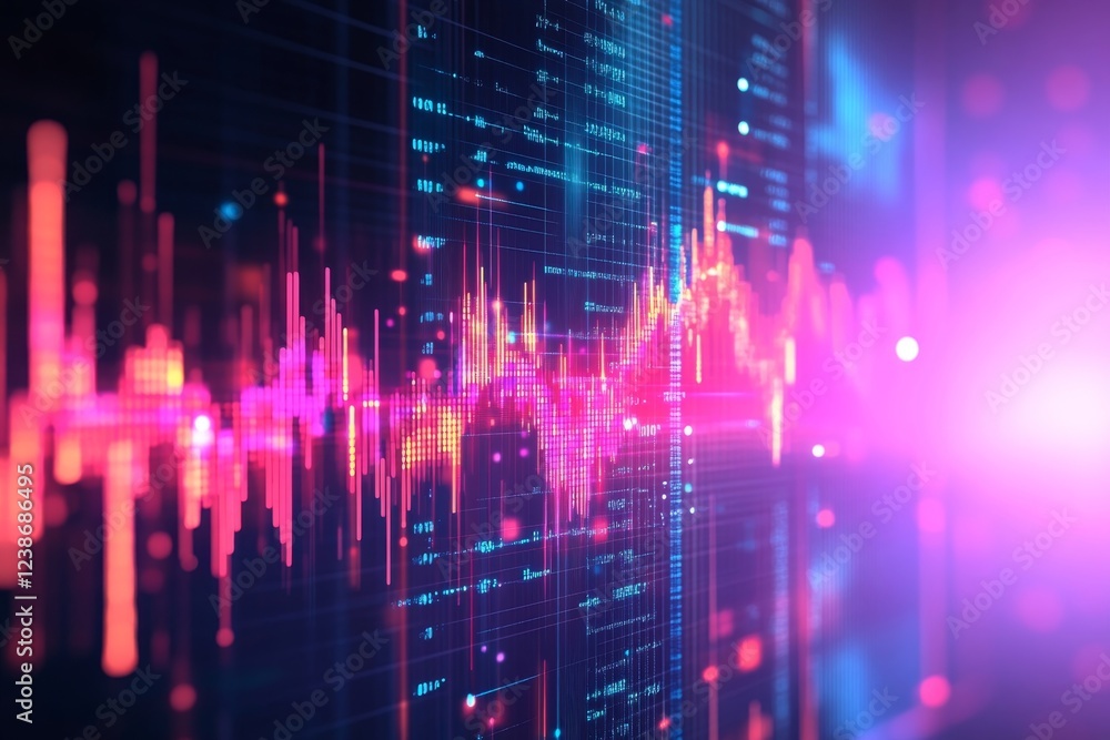 Abstract Data Visualization: Dynamic Neon Wave Chart Abstract Data Visualization: Dynamic Neon Wave Chart