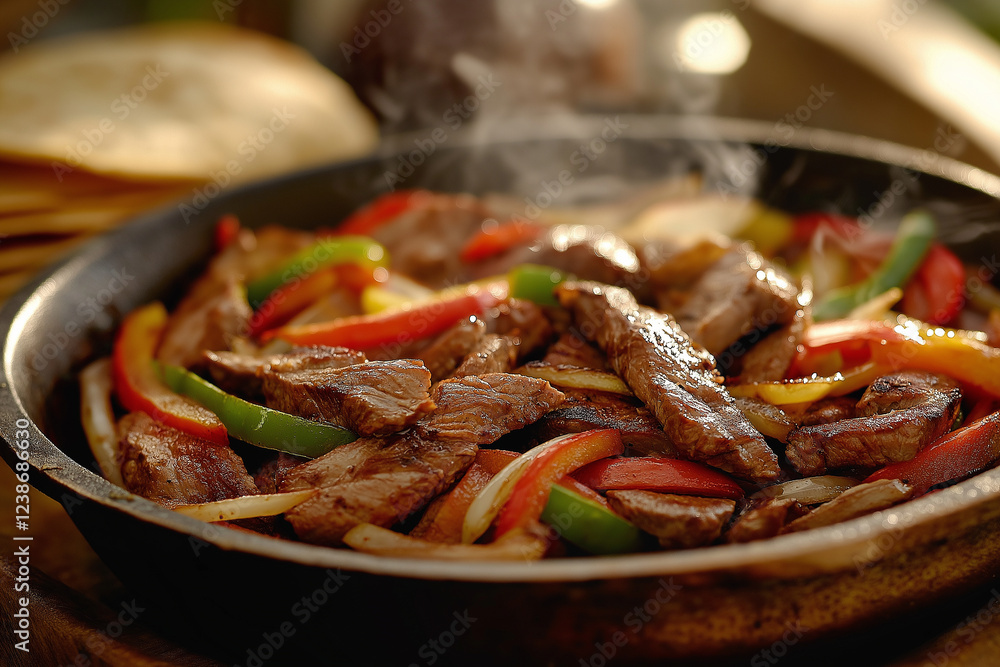 A plate of meat and vegetables is steaming in a pan A plate of meat and vegetables is steaming in a pan