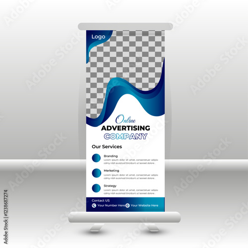Business agency Corporate roll up banner design or pull up banner template and stand design, advertisement, flyer design, display vector illustration.