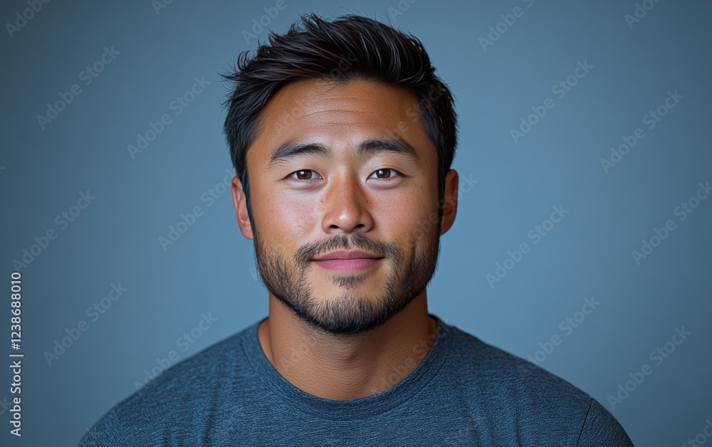 Obraz premium handsome man smiling with a mustache and a causal t-shirt