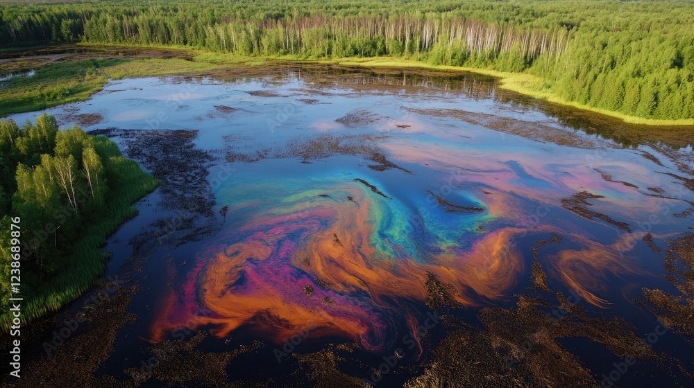 Iridescent Pollution A Striking Visual of Environmental Degradation in a Lake Iridescent Pollution A Striking Visual of Environmental Degradation in a Lake