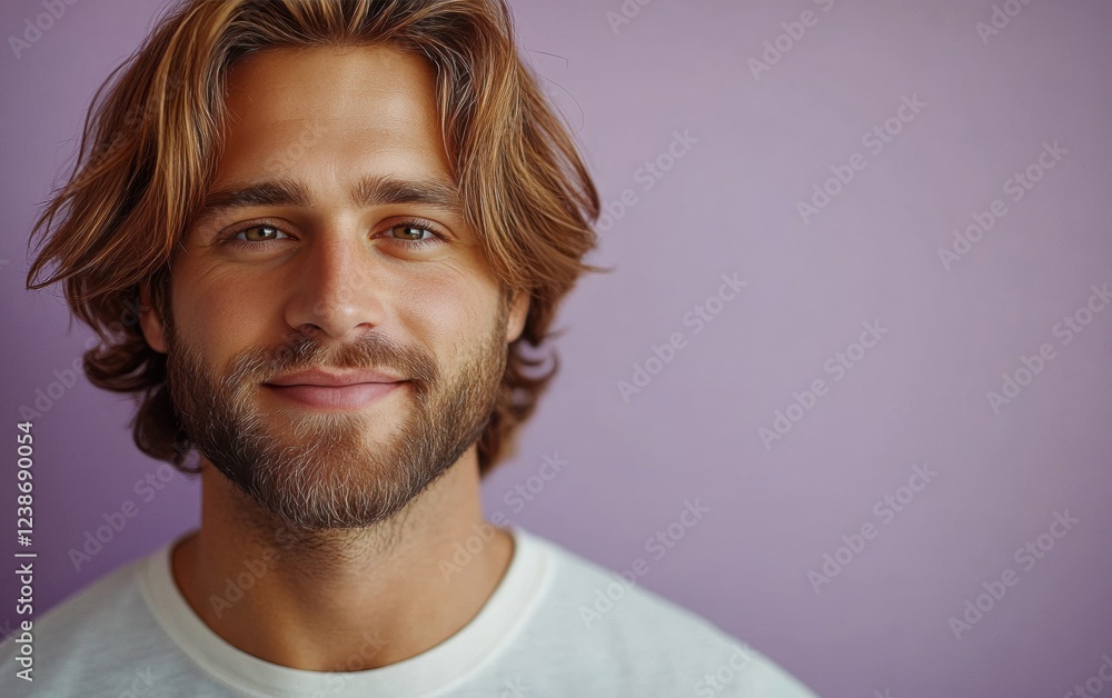 Obraz premium handsome man smiling with a mustache and a causal t-shirt